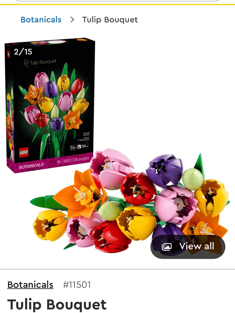 Lego Tulip Bouquet - Pink, Purple, Red, Yellow, Orange, Green